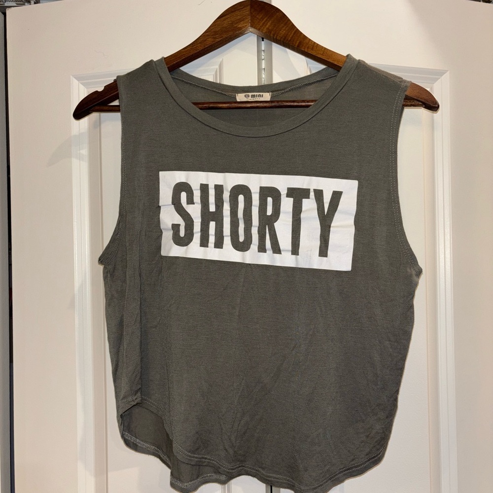 Olive Green Graphic Crop Tank